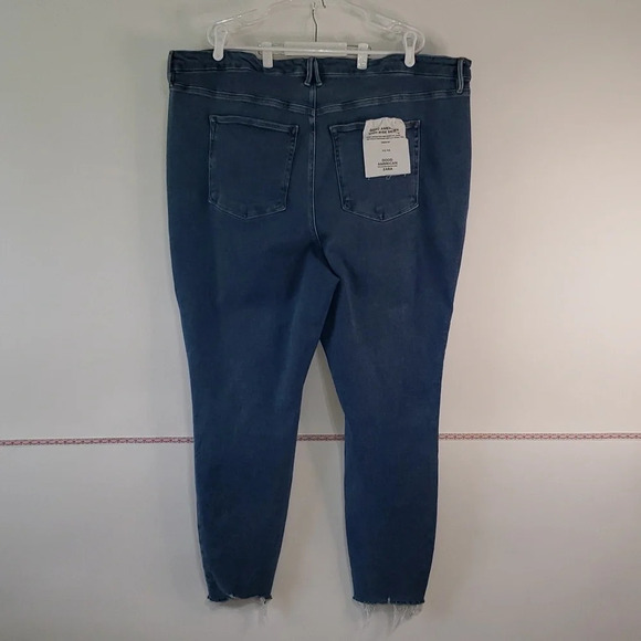 Good American x Zara High Rise Skinny Jeans Medium Wash Women's 30W/62 Distress - Picture 9 of 16